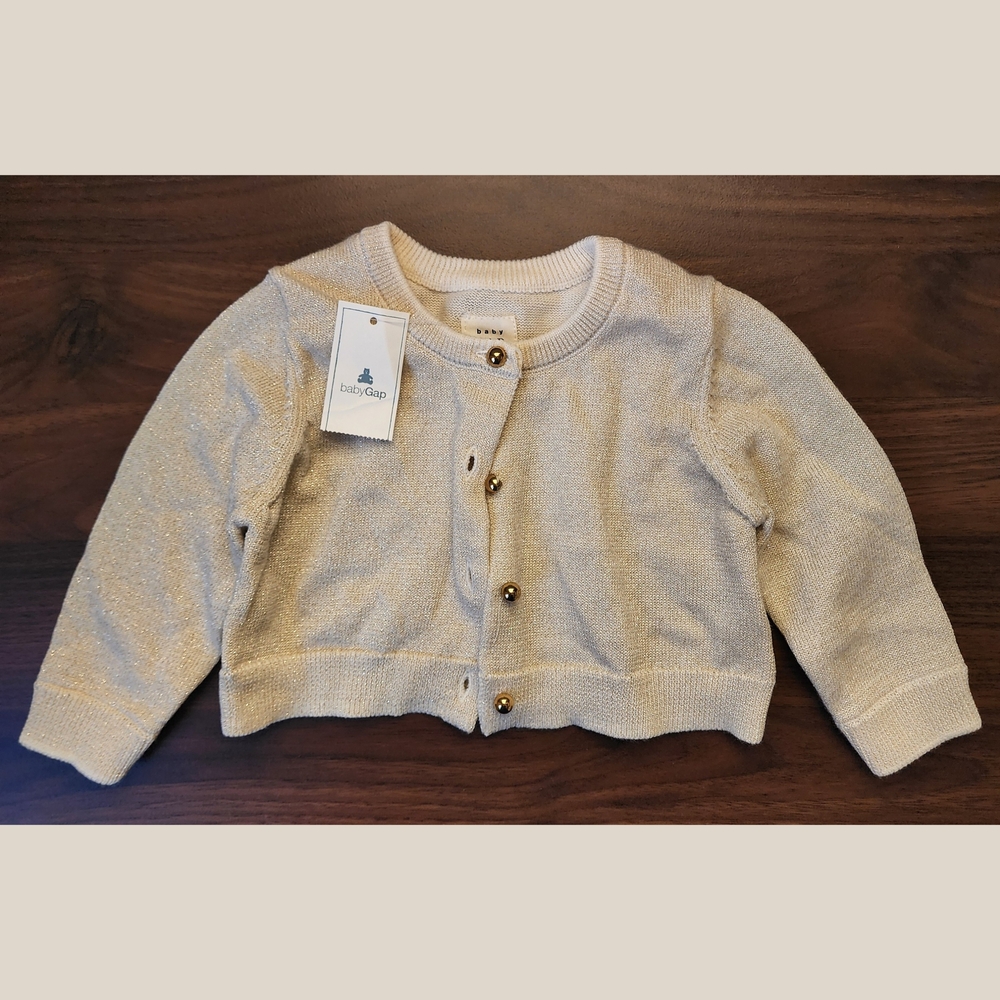 Baby GAP | NWT | 3-6M | Cream/Gold Knit Cardigan